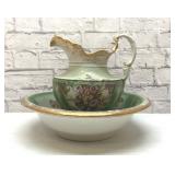 Antique Kermit hand painted wash bowl/pitcher