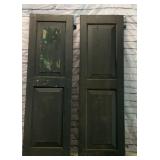 SHUTTERS PAIR, 51 x 16, old green paint