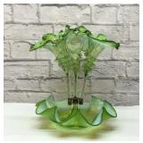 REMARKABLE VICTORIAN EPERGNE GREEN OPALESCENT