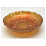 Fenton Marigold, Holly Carnival ruffled bowl