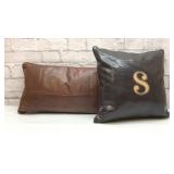 2 FAUX LEATHER PILLOWS