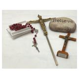 Rosary, Believe stone, 2 crucifixes 10