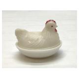 Vintage milk glass hen on a nest 4