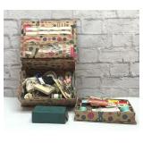 Vintage sewing box with notions
