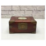 VTG ASIAN JEWELRY BOX BRASS KOI CORNERS