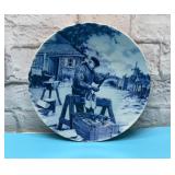 Holland Delft blue plate wooden shoemaker
