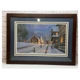 FRAMED OLD SALEM LITHO ï¿½ï¿½DUSK LIGHTSï¿½ï¿½