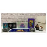 JOE CAMEL ADVERTISING TINS, SALT/PEPPERS, PLATE