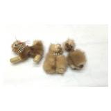 Vintage dog and cat mink shoulder pins