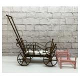 Twig doll buggy, doll bed