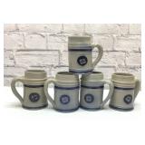 5 salt, glazed Williamsburg pottery mugs 5ï¿½ï¿½
