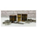 VTG tins, cookie cutters, letter openers
