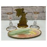 Candlesticks, daffodil dresser tray