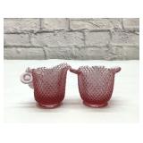 Westmoreland, pink hobnail sugar creamer