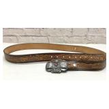 Hand tool, leather train belt,, train buckle