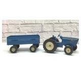 VTG METAL TRACTOR & HAY WAGON