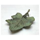 VERDIGRIS FROG ON A LEAF METAL 10ï¿½ï¿½
