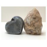 2 LG CRYSTAL GEODES HEART & SWIRL
