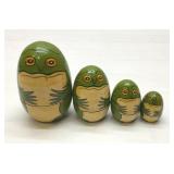 4 green frog nesting dolls