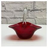 Ruby, red blown glass basket