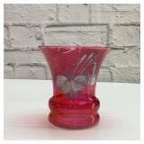 Mary Gregory style Ruby, flash, fuchsia vase