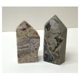 2 lg carved crystal quartz obelisks 5