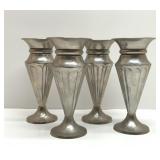 4 SILVER PLATED TRUMPET VASES 9