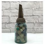 Ball jar with master oil spout