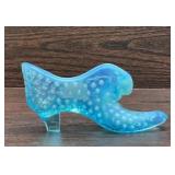 Fenton blue hobnail cat head slipper