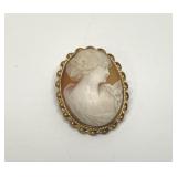 Vintage cameo shell brooch