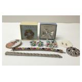 Costume jewelry, brooches bracelets earrings