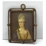 Lady Milton framed antique portrait miniature