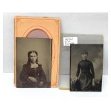 2 civil war lady tin types, 1 asian
