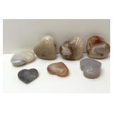 7 Carved Crystal Hearts 2.5