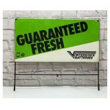 Interstate batteries, guaranteed fresh metal sign
