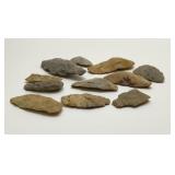 Native American arrowheads and implements