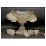 AMAZING Antique punch bowl, 11 cups, g;ass ladle