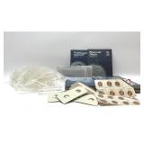 Coin books, tubes, money holders, 1982 pennies