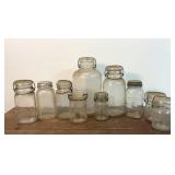 Assorted antique canning jars