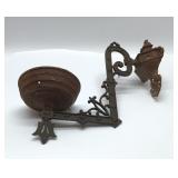 Antique oil lamp, hanging wall bracket