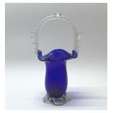 1950s Czechoslovakian cobalt blown vase