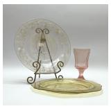 3 PCs depression glass