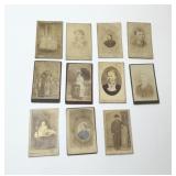 13 Antique Card Size Studio Photos