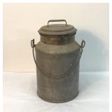 13" antique metal milk can