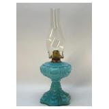 Antique Coolidge, blue milk, glass, drape lamp