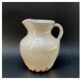 C B CRAVEN POTTERY PITCHER, WHITE DRIP GLAZE