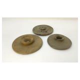 3 antique pottery Churn lids