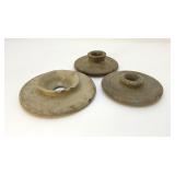 3 antique pottery churn lids