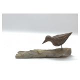 Carved shorebird on driftwood 7