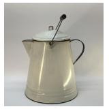 Large White enamel "cowboy" coffee pot 13"